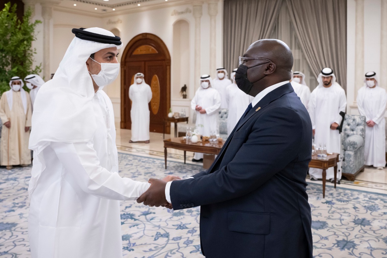 Vice President Dr. Mahamudu Bawumia and new UAE leader, Sheikh Mohammed bin Zayed Al Nahyan, during the meeting in Abu Dhabi 